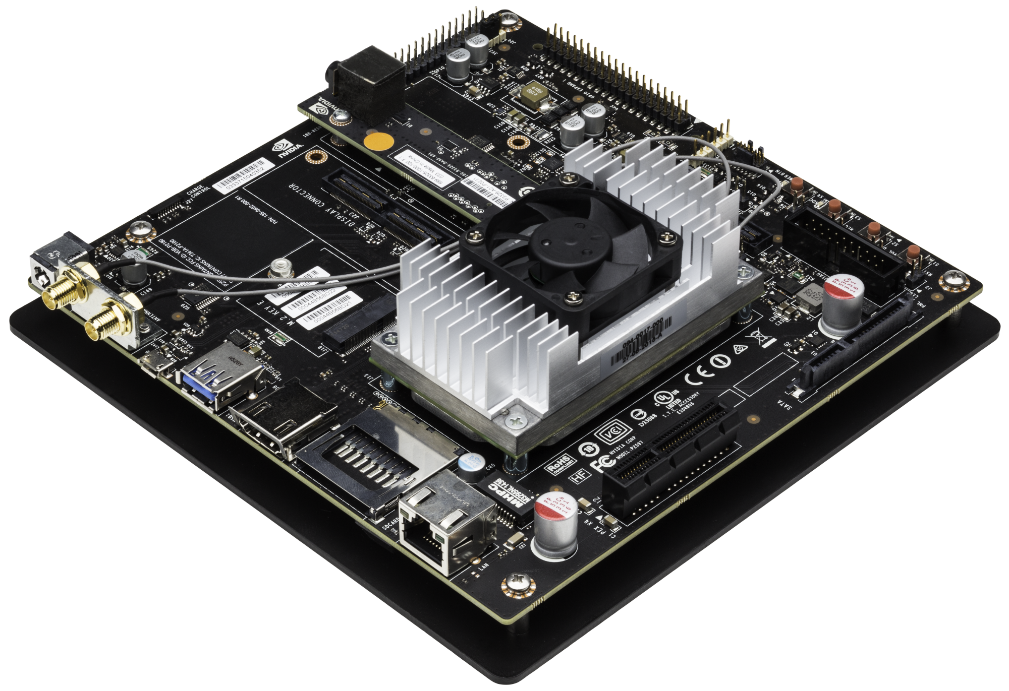 Figure 4. Jetson TX1 Developer Kit, including module, reference carrier and camera board.