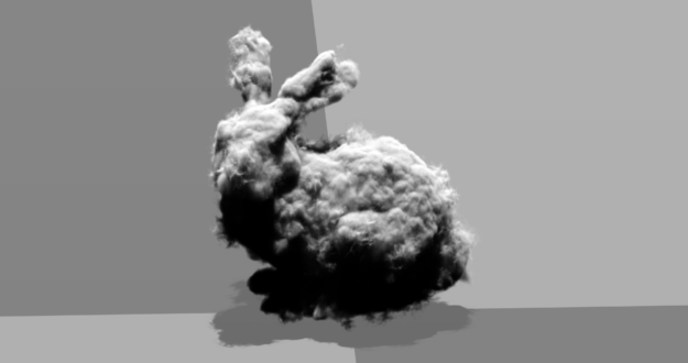 The bunny_cloud.vdb dataset rendered on the GPU using path-tracing.