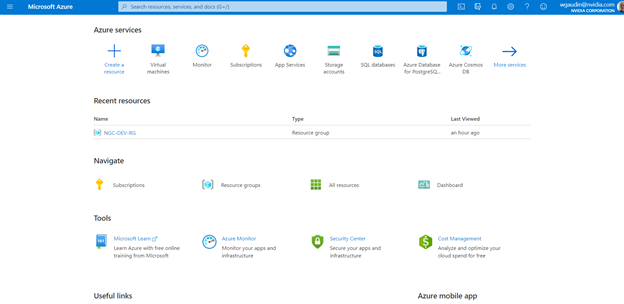 Top-level services access portal for the Azure Marketplace