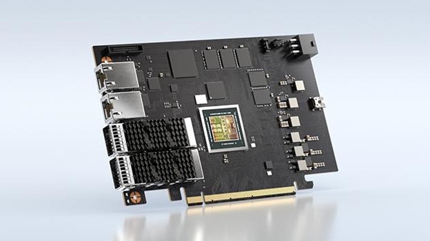 Picture of NVIDIA Bluefield, a DPU-based system-on-a-Chip (SoC).