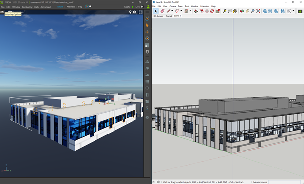 Importing the scene from SketchUp into Omniverse.