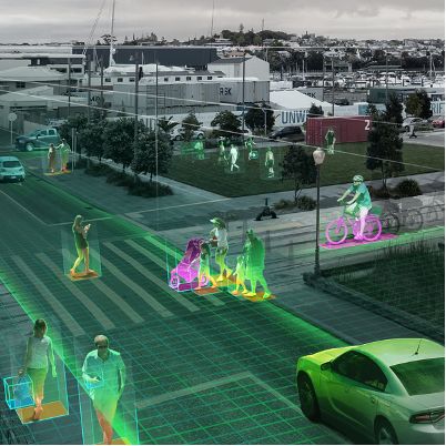 Image shows how computer vision could be used to identify people in cities. 