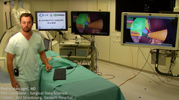 Screenshot of video showing an MD conducting a laparoscopy. 