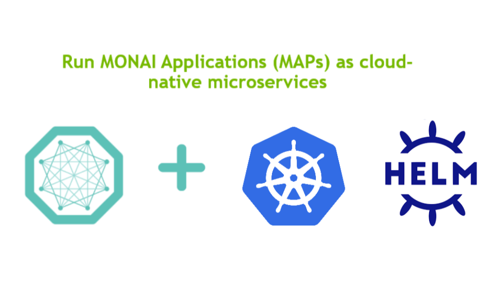 Graphic showing logos of MONAI Application Packages + HELM