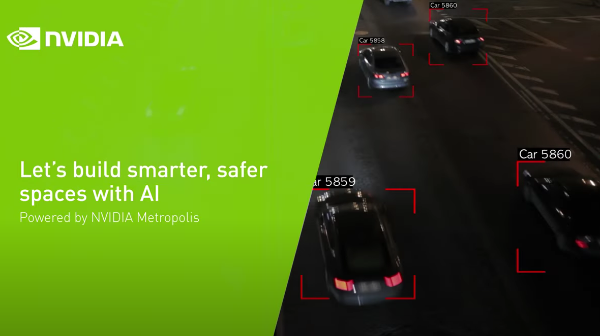 Graphic with NVIDIA logo and smart cars.