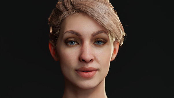 Image of female: Accurate hair, skin shading, and facial manipulation is vital to creating realistic digital humans.