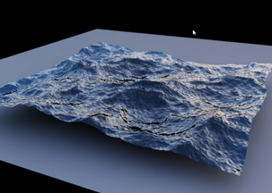 3D image of an ocean surface being simulated.