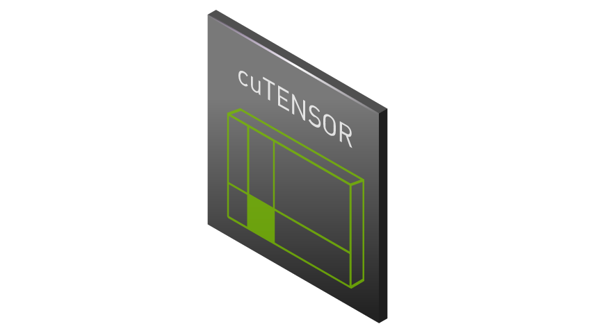 The cuTensor hero image with a floating grey block.