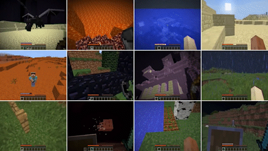 Video clips of the variety of tasks that are benchmarked through MineDojo.