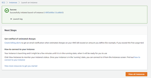 Screenshot of AWS environment after configuring all required settings to launch an NVIDIA GPU-powered EC2 instance.