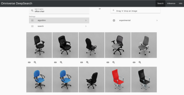 3D models of chairs of different colors and shapes