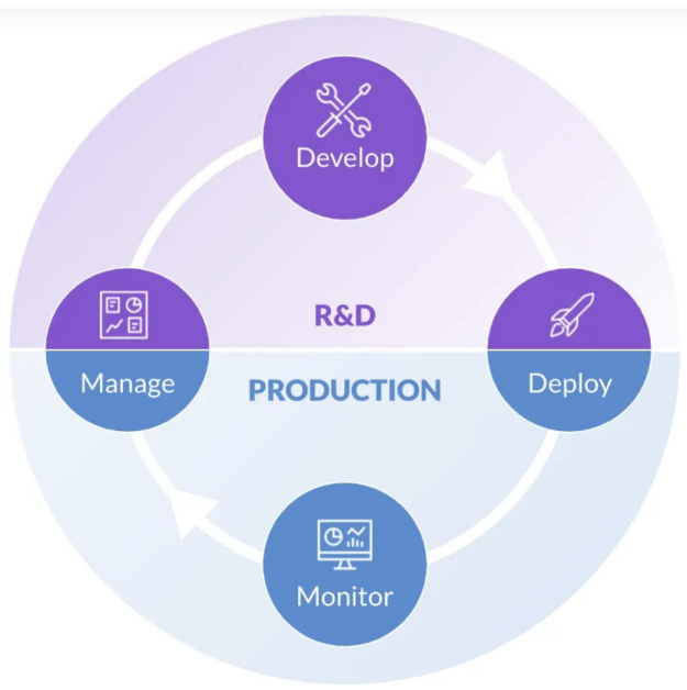 Graphic illustrating the four phases of the data science lifecycle 