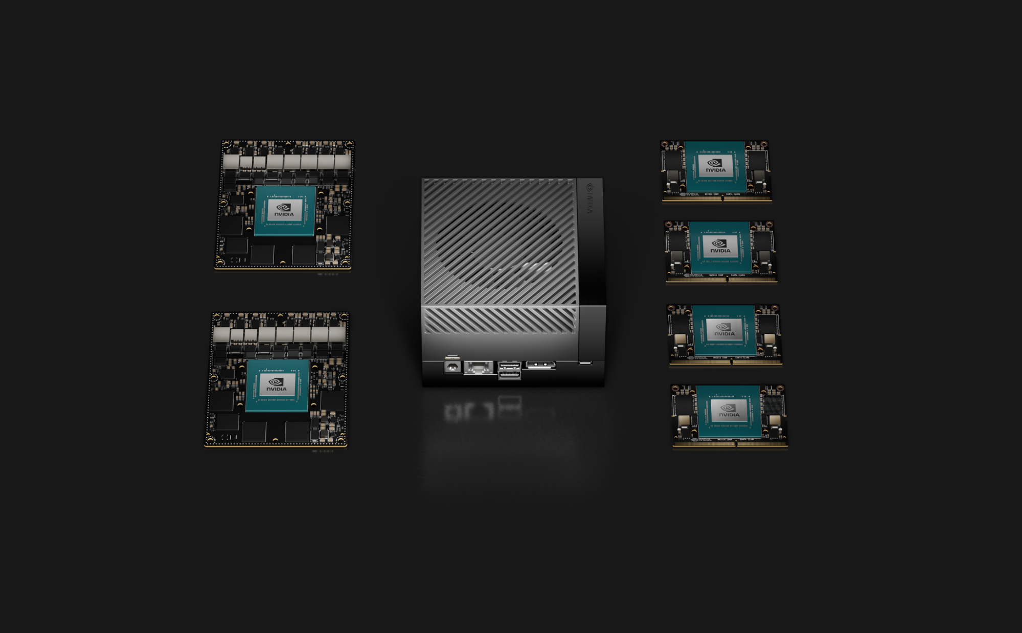 Image of Jetson AGX Orin Developer Kit with six Jetson Orin m