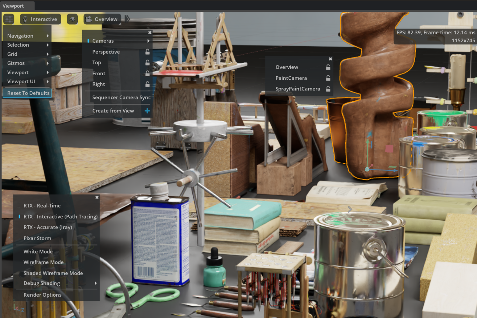 An image of the user interface with Viewport 2.0 on Omniverse Kit.