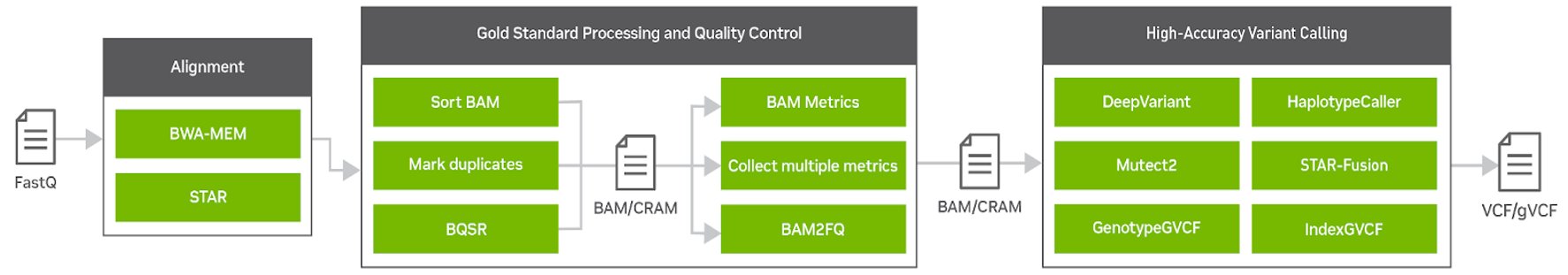 Diagram showing the NVIDIA Clara Parabricks v4.0 toolset.