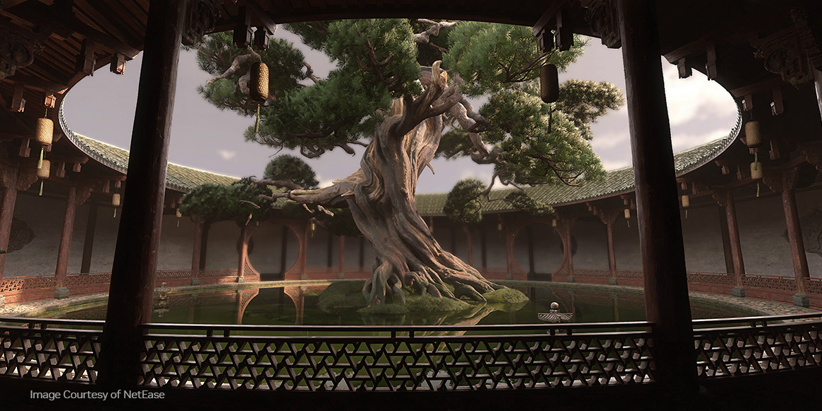 Image of the Fuyun Court location featured in an upcoming update of the NetEase game, Justice.