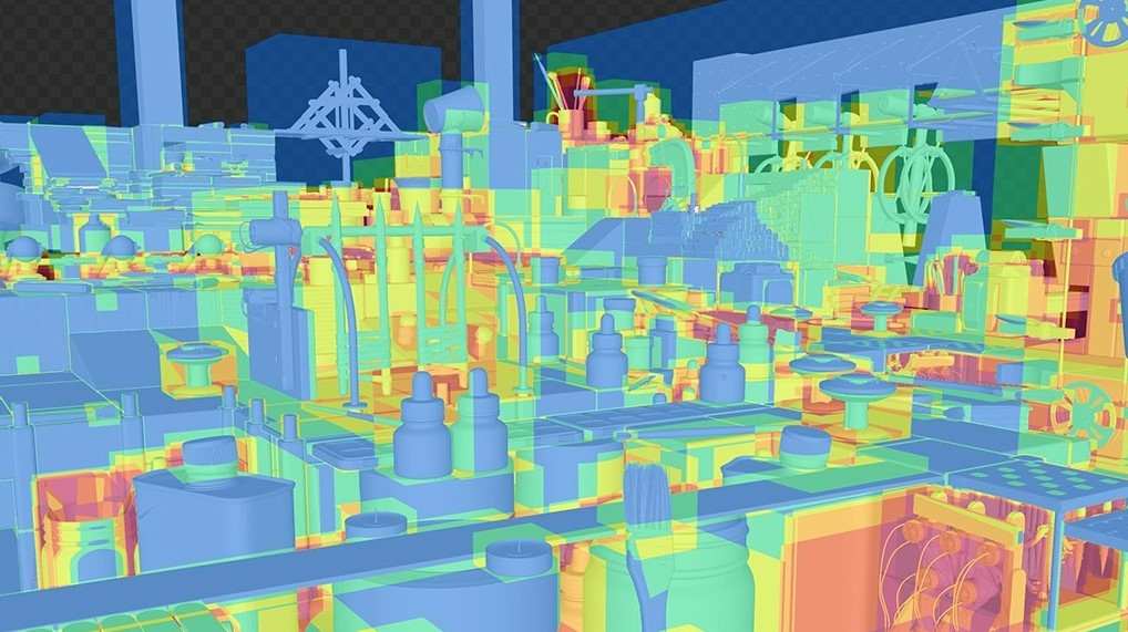 Instance heatmap in the Nsight Graphics ray tracing acceleration structure viewer identifying ray intersection hotspots that could cause performance issues