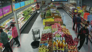 Shoppers in grocery store