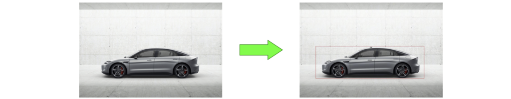 The figure shows the sample output of an object detection model inferred over the Triton Inference Server. A car image is given as an input to the network; the network correctly localizes and classifies the car.