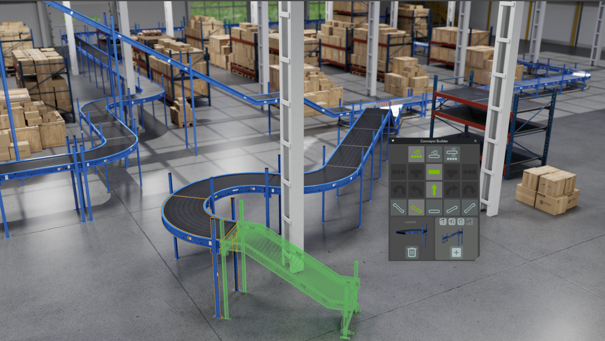 Image of warehouse scene with conveyor belt.