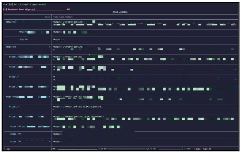 A screencapture of GroovyWaiter script results of command execution in a pretty print table.
