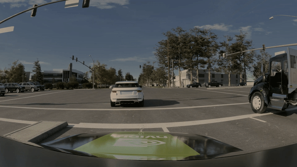 A gif showing cars on a street with potential collision