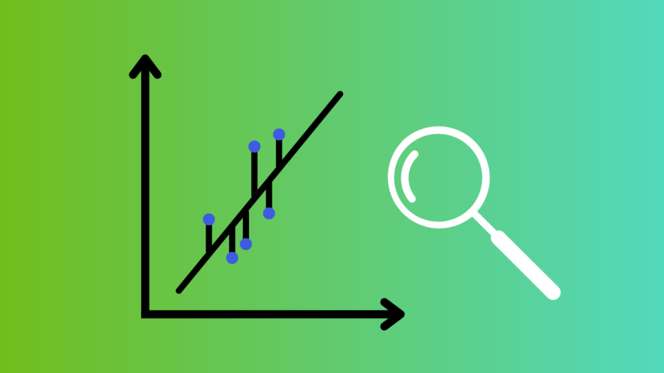 Stylized image of a line chart with a magnifying glass next to it.