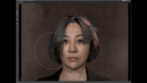 GIF of woman with hair being manipulated by generative AI.