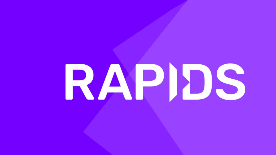RAPIDS logo on purple background.