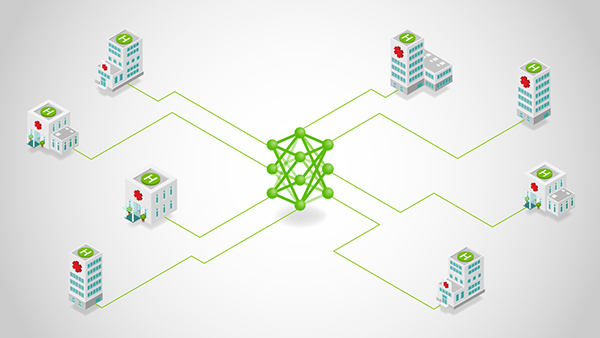 Connected healthcare facilities graphic