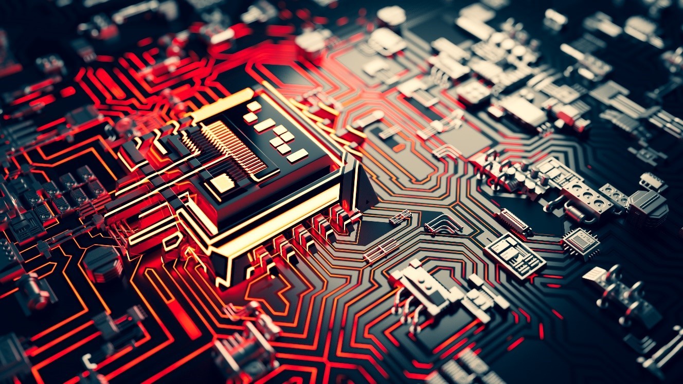 Stylized image of a computer chip.