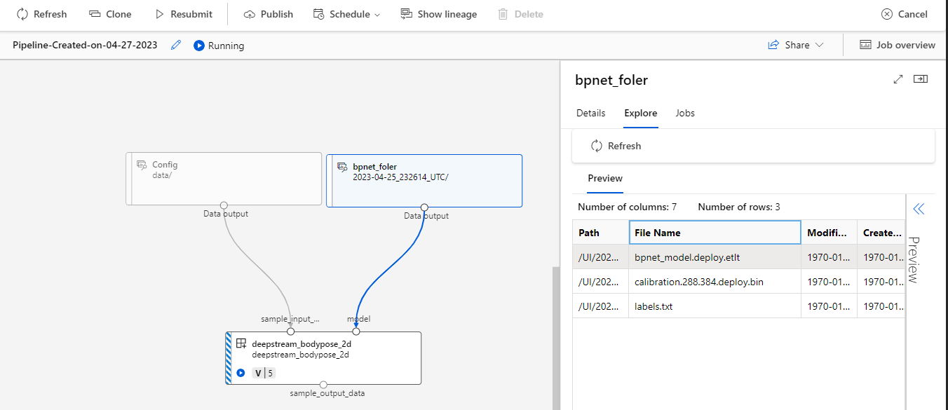 Screenshot showing how to create a pipeline in Azure Machine Learning for body pose estimation with NVIDIA AI Enterprise components
