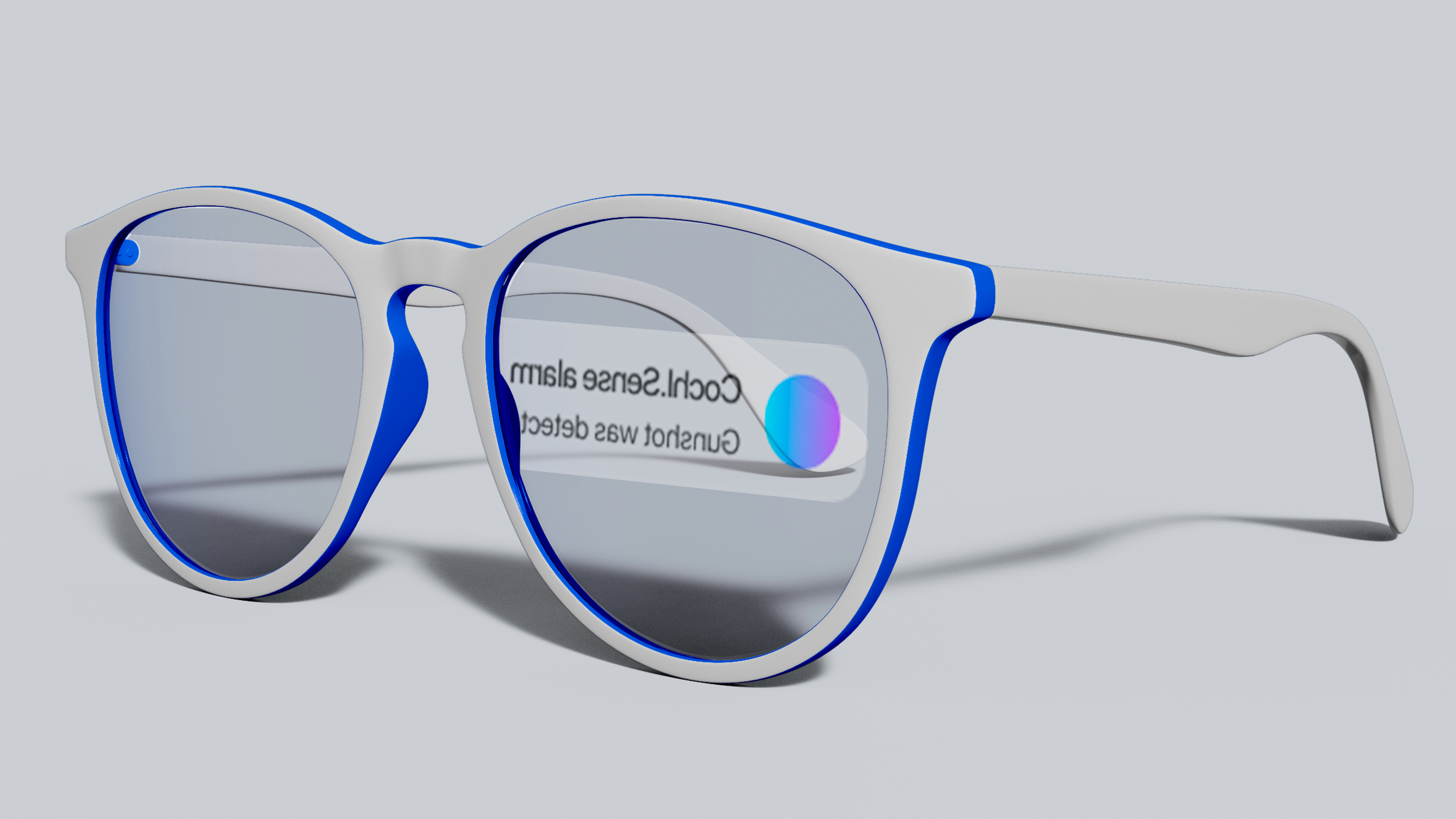 Image of glasses with computer screen reflected.