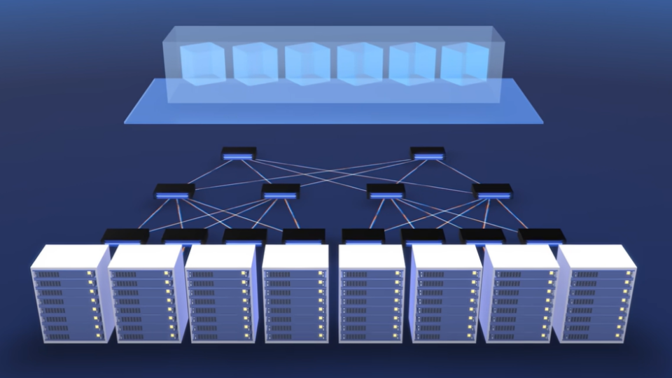 Decorative picture of connected servers.