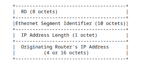 Image shows EVPN Type-4 Route frame format