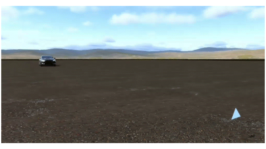 A GIF of a simulated vehicle driving toward a simulated corner reflector.
