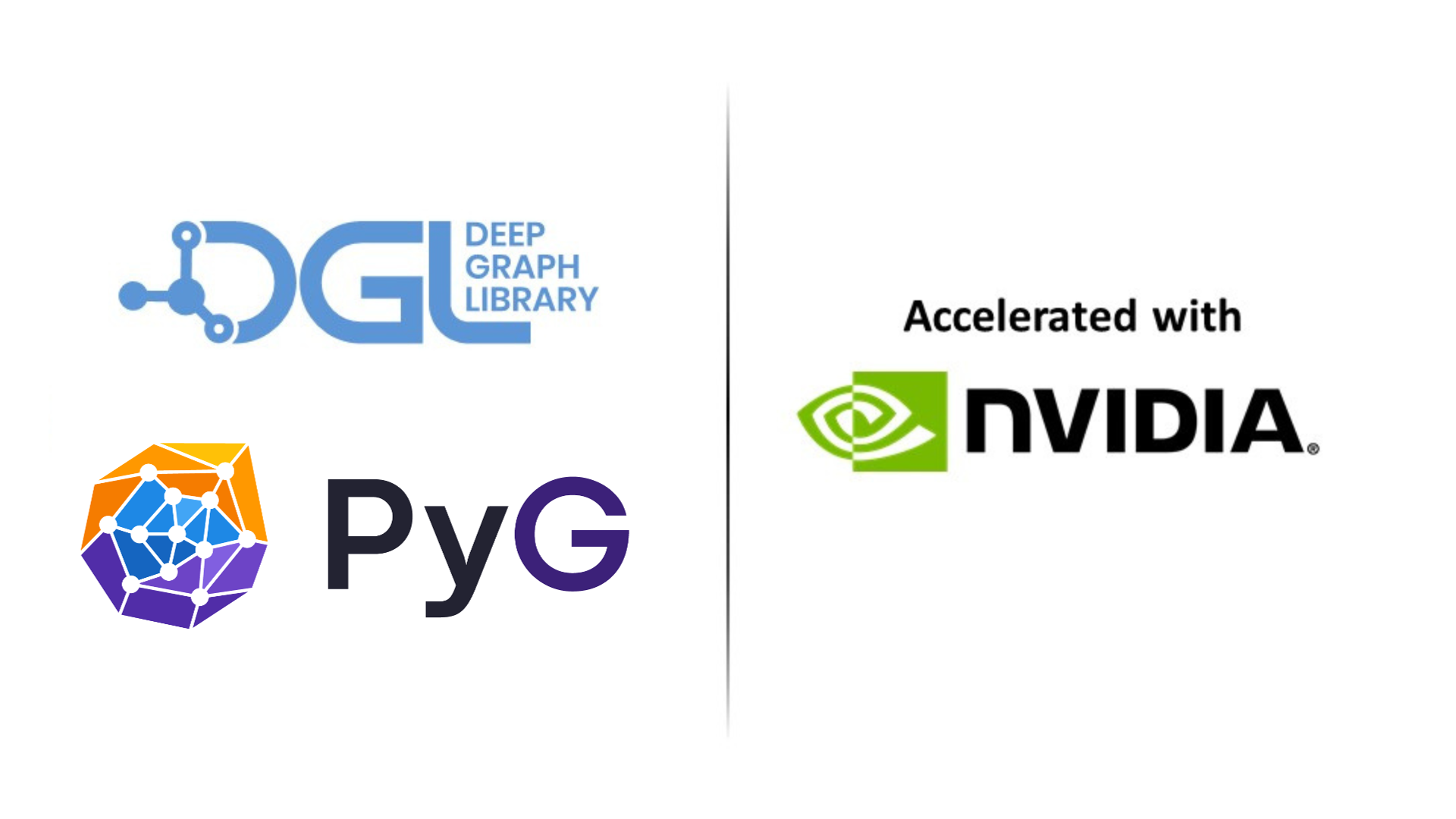 Image is the DGL and PyG logos with the words Accelerated by NVIDIA.