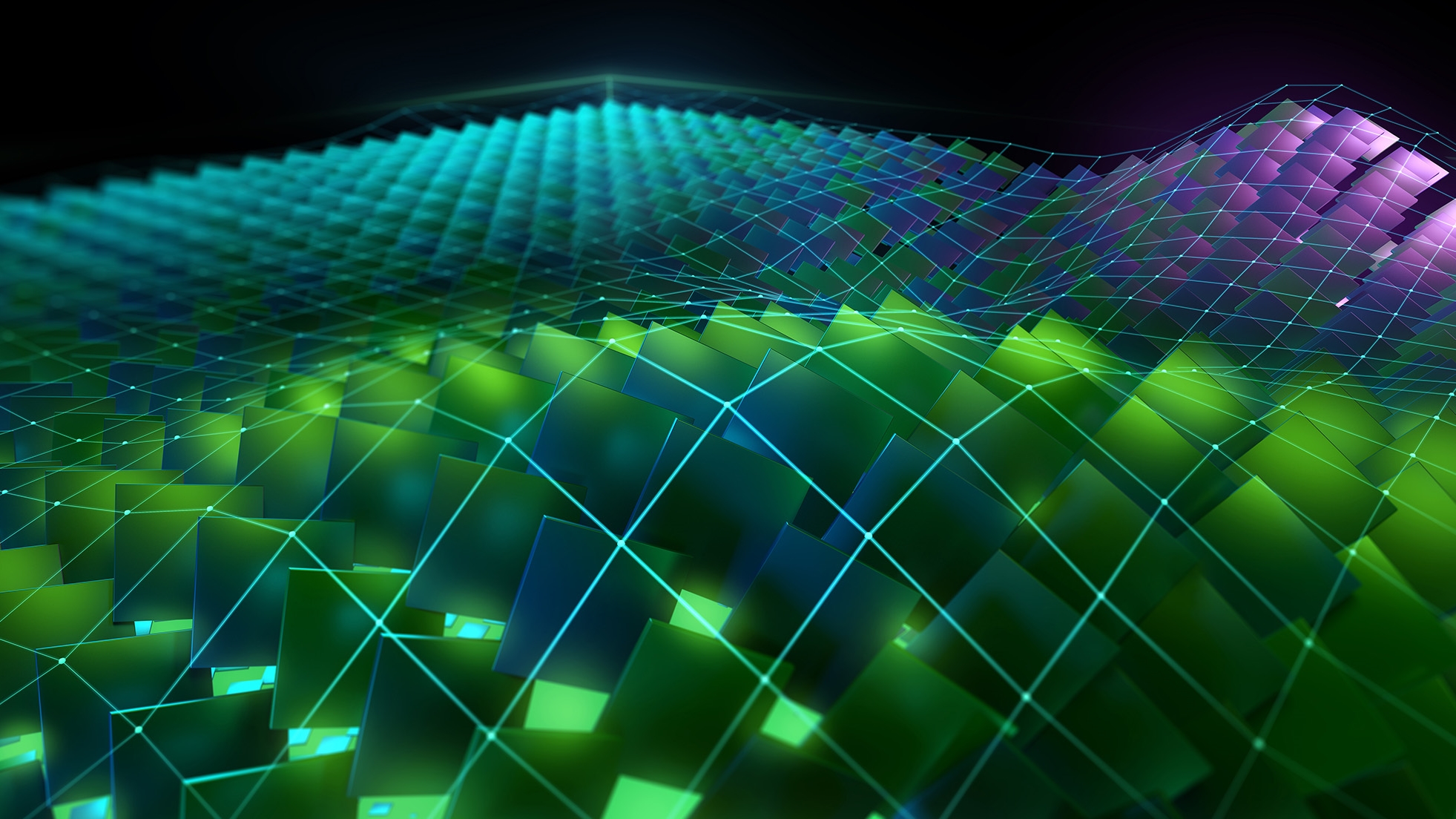 Decorative image of light fields in green, purple, and blue.