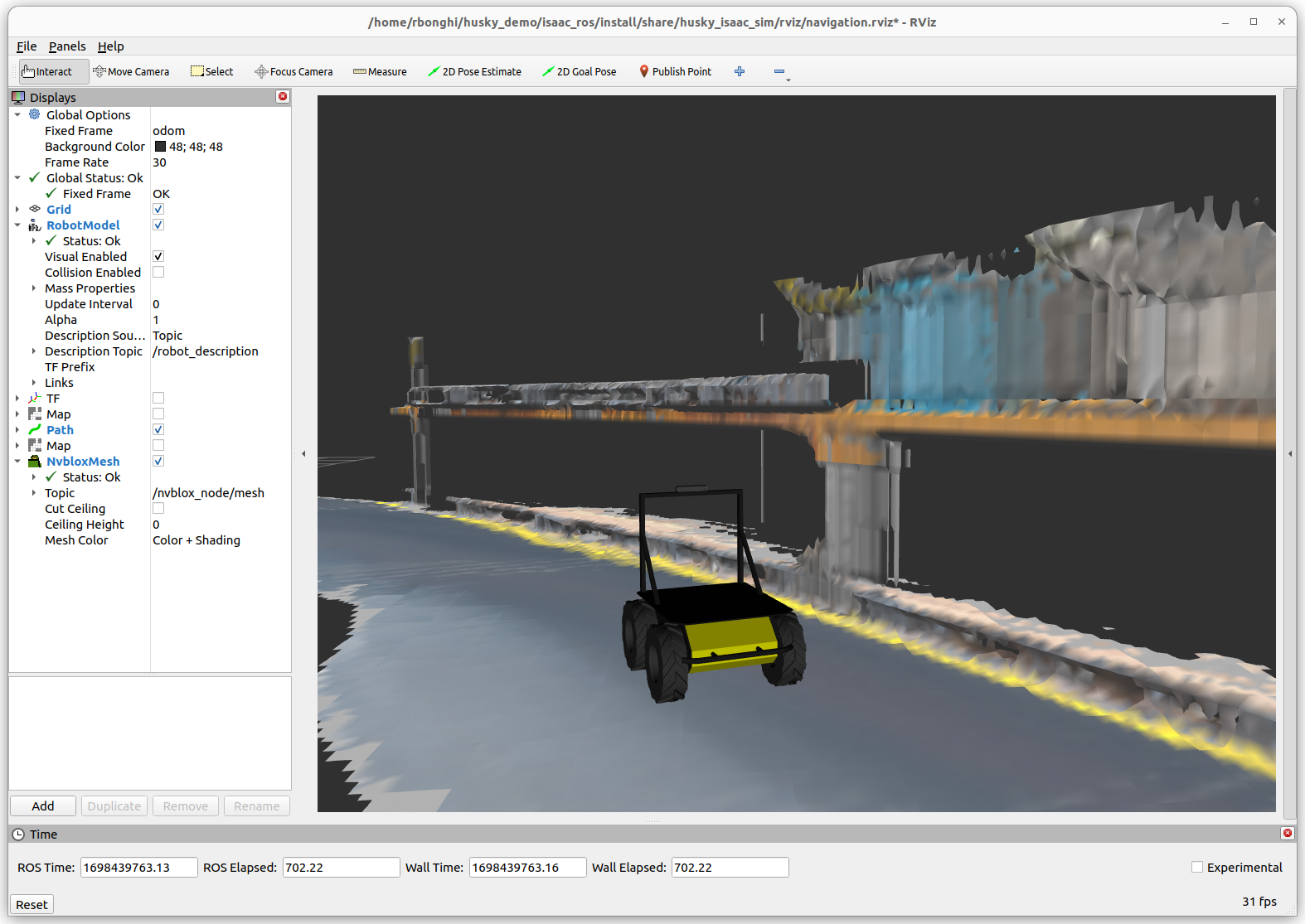 3D-generated map on rviz2 with Husky robot.