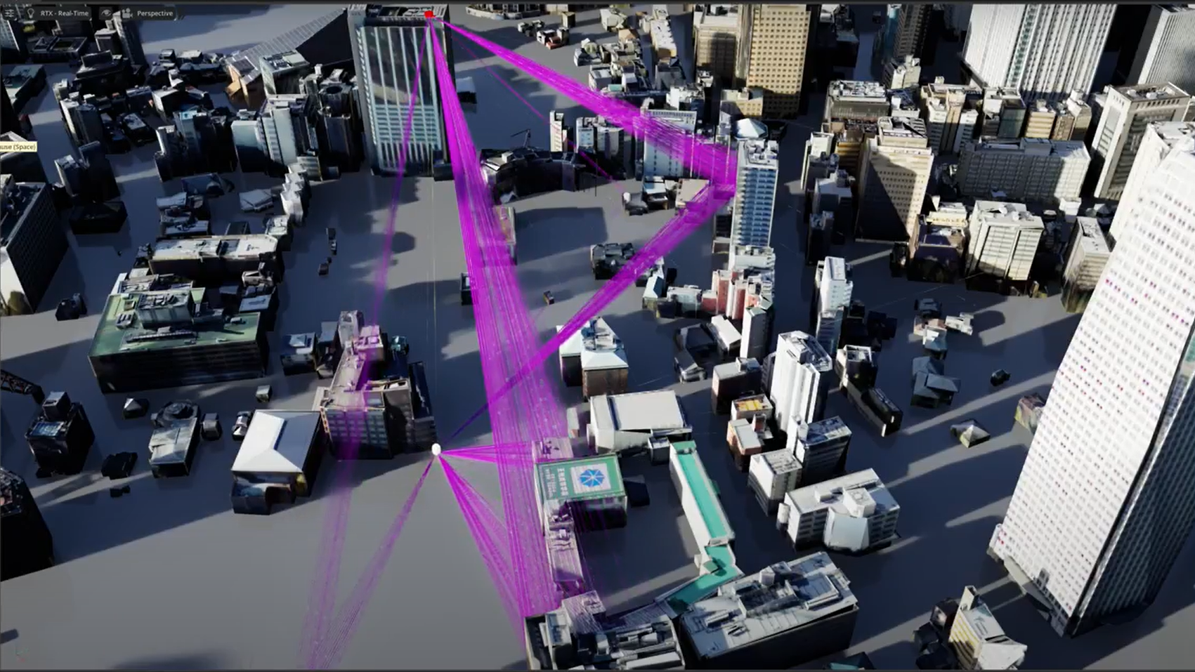 Image of a city simulation with a 6G network.