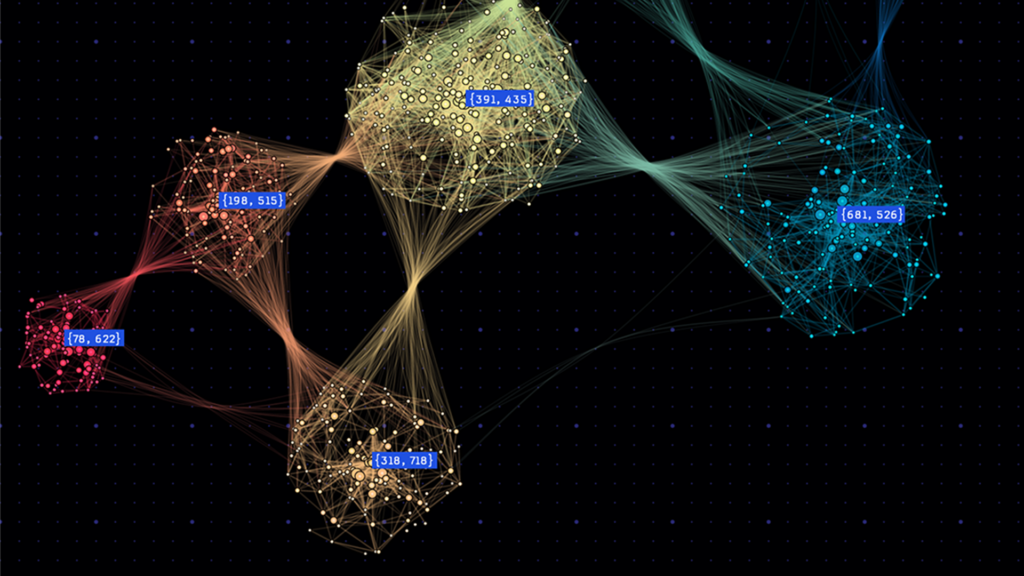 Decorative image of graphs as light web.