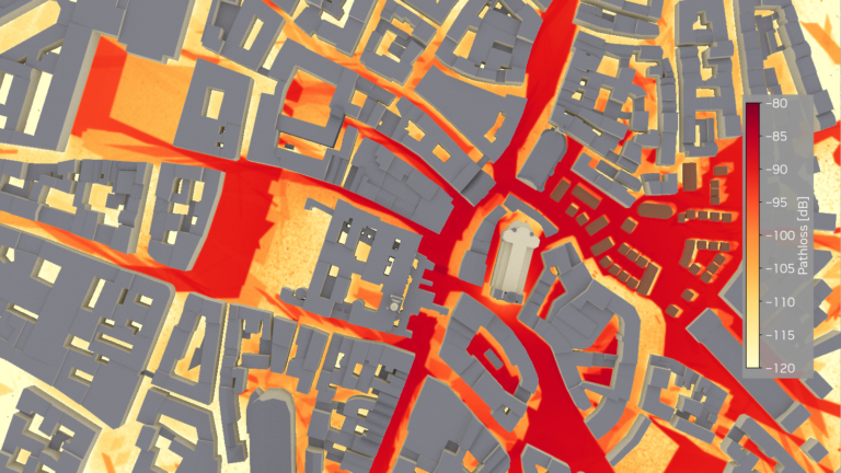 Radio map of coverage over Paris.