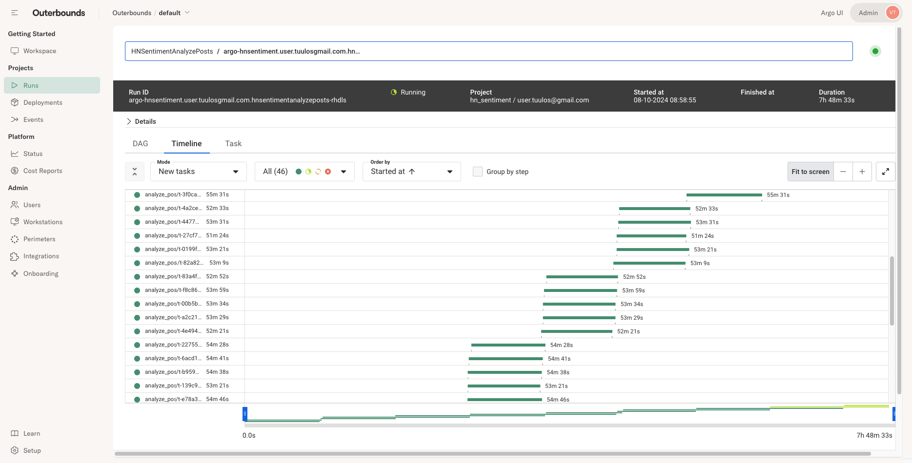 Figure shows a timeline of multiple batches of five tasks prompting NIM microservices.
