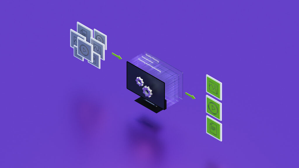 NeMo Video Curator icon in a workflow diagram.