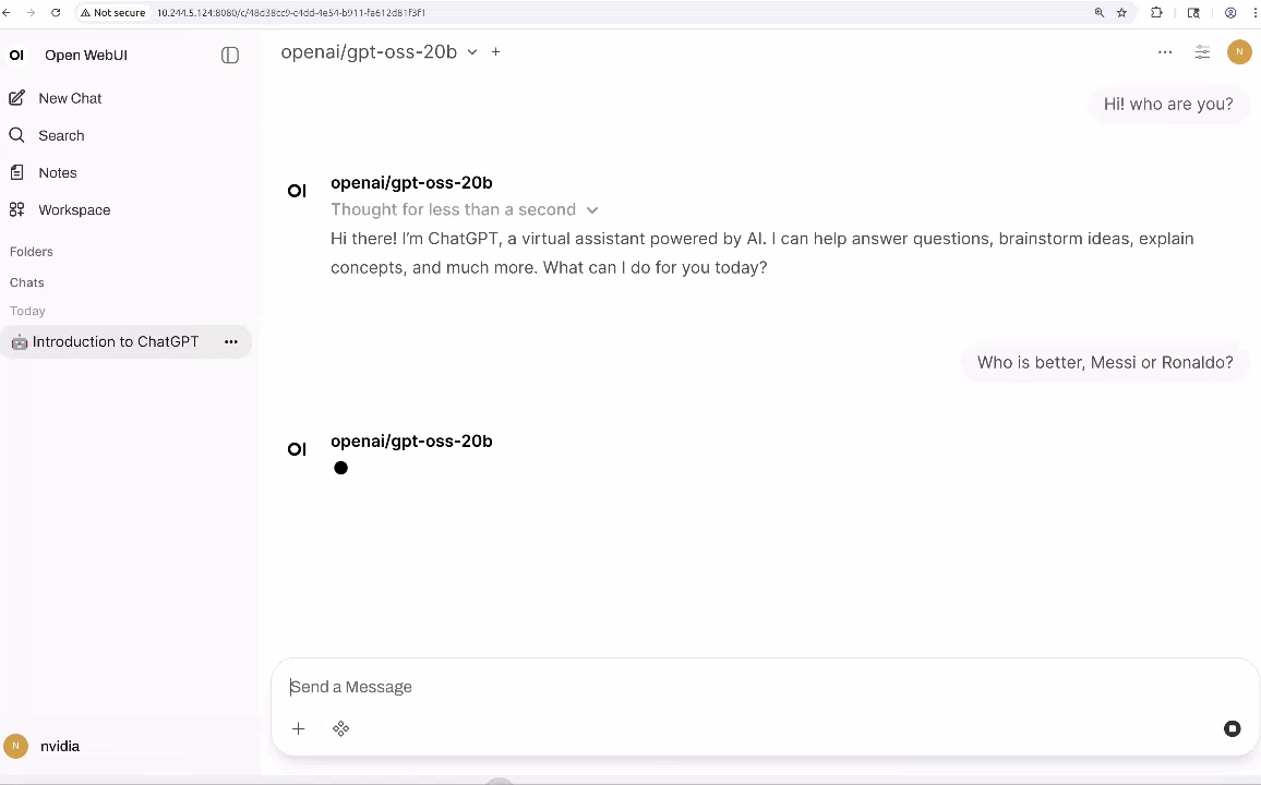 Demonstration of gpt-oss-20b Inference on Jetson AGX Orin